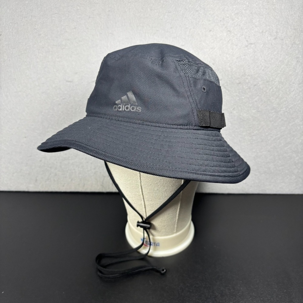 Adidas Men Victory III Aeroready Black Bucket Hat Sun Protection Vented Athletic